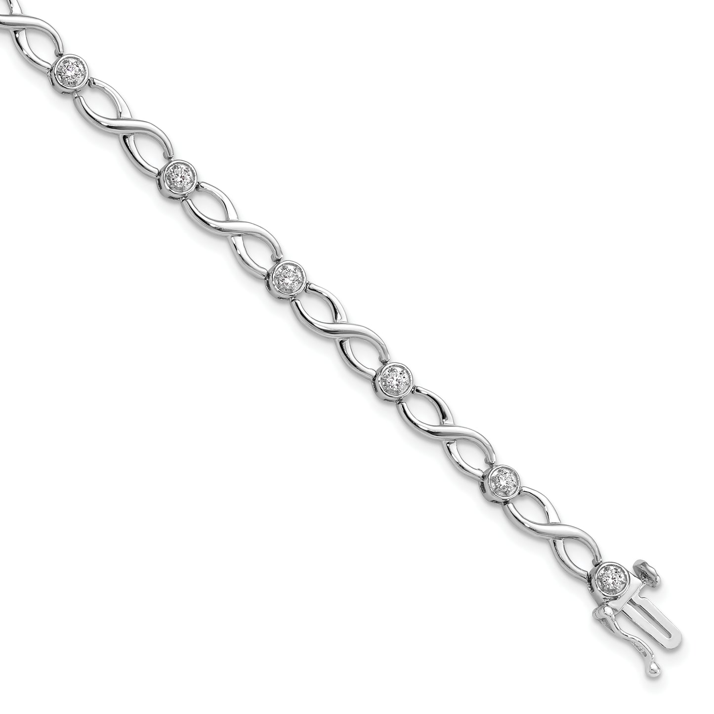 14k White Gold 1/2 Ct. Lab Grown Diamond VS/SI+ G+ 7.25 inch Infinity Bracelet