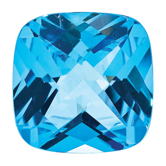 Gemstone Swiss Blue Topaz Aa Quality 11mm Antique Cushion Checkerboard