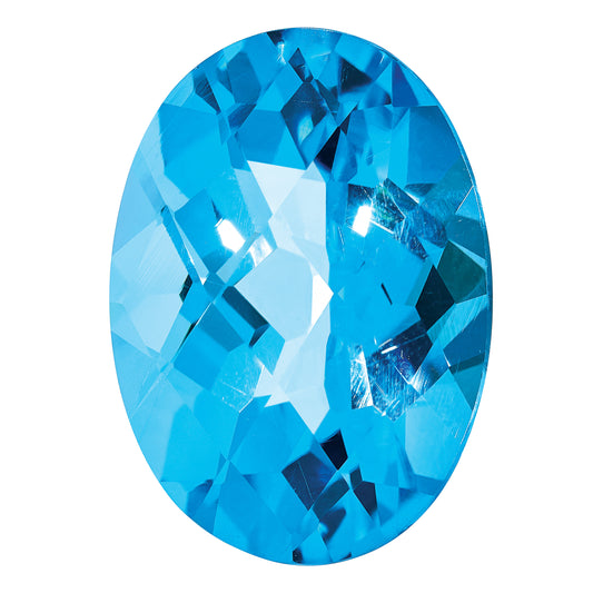 Gemstone Swiss Blue Topaz Aa Quality 10X8mm Oval Checkerboard