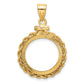 14K Yellow Gold Wideband Distinguished Coin Jewelry Polished Rope And Diamond-Cut 16.5mm X 1.35mm Screw Top Bezel Pendant