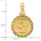 14K Yellow Gold Wideband Distinguished Coin Jewelry 14Ky Diamond-Cut Rope Screw Top Mounted 1/10Oz Panda Bezel Pendant