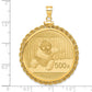 14K Yellow Gold Wideband Distinguished Coin Jewelry 14Ky Diamond-Cut Rope Screw Top Mounted 1Oz Panda Bezel Pendant