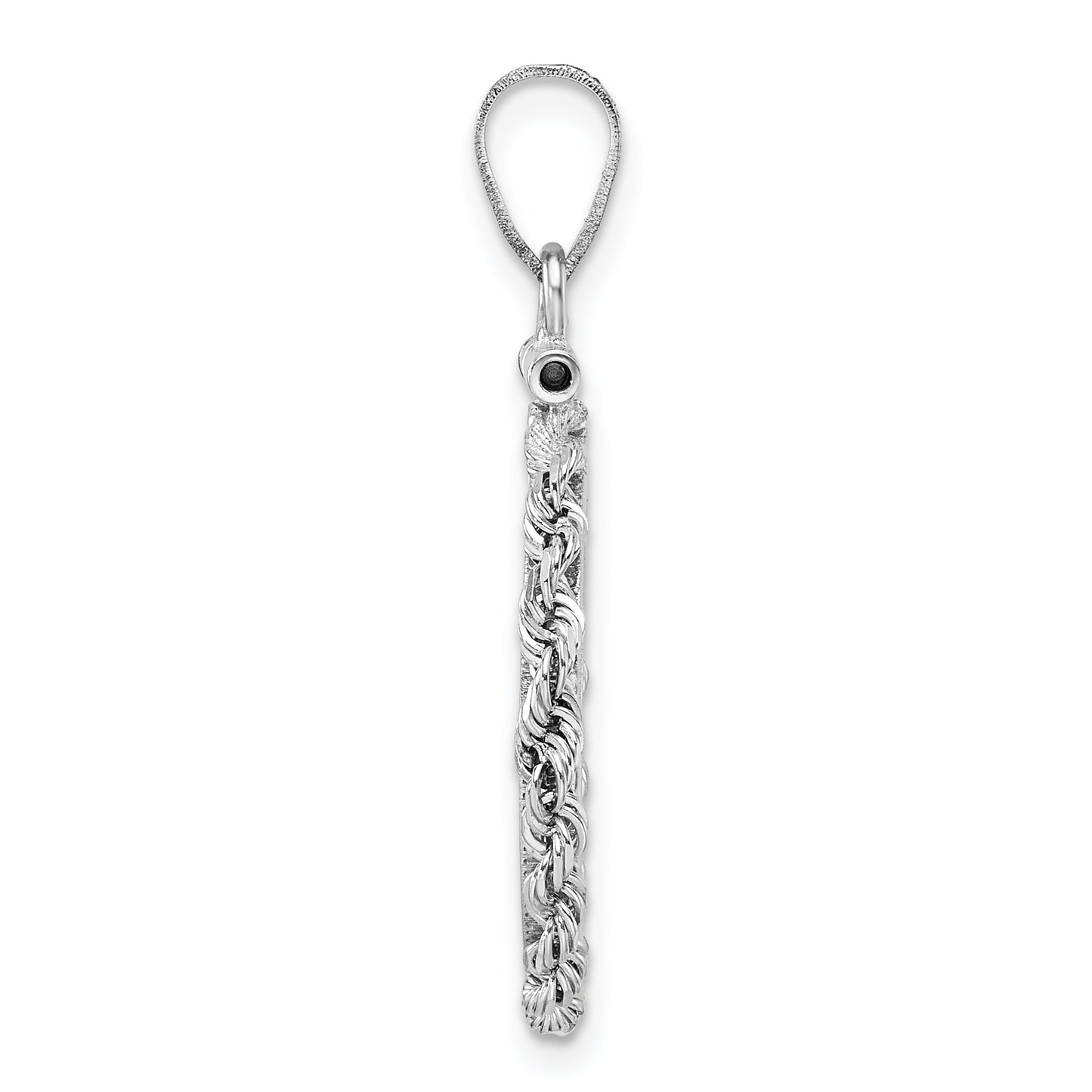 14k White Gold Wideband Distinguished Coin Jewelry 14k White Gold Polished Rope 16.5mm x 1.35mm Screw Top Coin Bezel Pendant