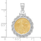 14K White Gold Wideband Distinguished Coin Jewelry Polished Rope Mounted 1/10Oz American Eagle Screw Top Bezel Pendant