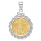 14K White Gold Wideband Distinguished Coin Jewelry Polished Rope Mounted 1/10Oz American Eagle Screw Top Bezel Pendant