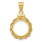 14K Yellow Gold Wideband Distinguished Coin Jewelry Polished Rope 13.0mm X 1.1mm Screw Top Bezel Pendant