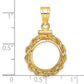 14K Yellow Gold Wideband Distinguished Coin Jewelry Polished Rope 13.0mm X 1.1mm Screw Top Bezel Pendant