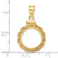 14K Yellow Gold Wideband Distinguished Coin Jewelry Polished Rope 14.0mm X 1.1mm Screw Top Bezel Pendant