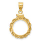 14K Yellow Gold Wideband Distinguished Coin Jewelry Polished Rope 14.0mm X 1.1mm Screw Top Bezel Pendant