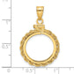 14K Yellow Gold Wideband Distinguished Coin Jewelry Polished Rope 16.5mm X 1.35mm Screw Top Bezel Pendant