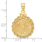 14K Yellow Gold Wideband Distinguished Coin Jewelry Polished Rope Mounted 1/10Oz American Eagle Screw Top Bezel Pendant