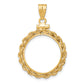 14K Yellow Gold Wideband Distinguished Coin Jewelry Polished Rope 18.0mm X 1.35mm Screw Top Bezel Pendant