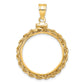 14K Yellow Gold Wideband Distinguished Coin Jewelry Polished Rope 21.6mm X 1.7mm Screw Top Bezel Pendant