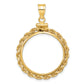 14K Yellow Gold Wideband Distinguished Coin Jewelry Polished Rope 22.0mm X 1.9mm Screw Top Bezel Pendant