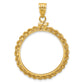 14K Yellow Gold Wideband Distinguished Coin Jewelry Polished Rope 27.0mm X 2.35mm Screw Top Bezel Pendant