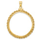 14K Yellow Gold Wideband Distinguished Coin Jewelry Polished Rope 32.0mm X 2.85mm Screw Top Bezel Pendant