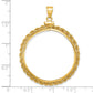 14K Yellow Gold Wideband Distinguished Coin Jewelry Polished Rope 32.0mm X 2.85mm Screw Top Bezel Pendant