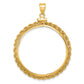 14K Yellow Gold Wideband Distinguished Coin Jewelry Polished Rope 32.0mm X 2.85mm Screw Top Bezel Pendant