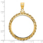 14K Yellow Gold Wideband Distinguished Coin Jewelry Polished Rope 32.7mm X 3mm Screw Top Bezel Pendant