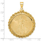 14K Yellow Gold Wideband Distinguished Coin Jewelry Polished Rope Mounted 1Oz American Eagle Screw Top Bezel Pendant