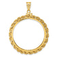 14K Yellow Gold Wideband Distinguished Coin Jewelry Polished Rope 34.2mm X 2.85mm Screw Top Bezel Pendant