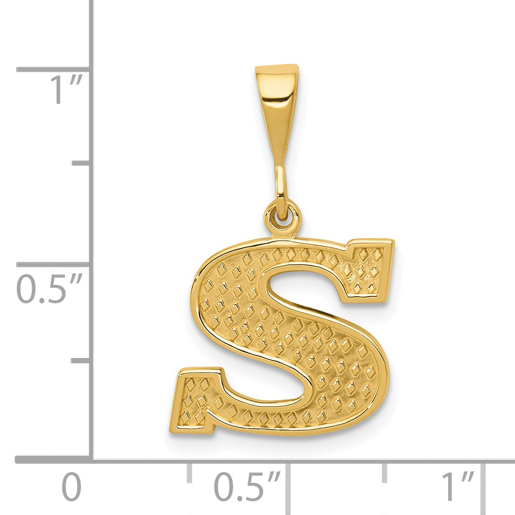 14K Yellow Gold Textured Initial S Charm