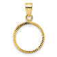 14K Yellow Gold Wideband Distinguished Coin Jewelry Polished And Diamond-Cut 14.0mm Prong Bezel Pendant