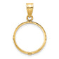 14K Yellow Gold Wideband Distinguished Coin Jewelry Polished And Diamond-Cut 16.5mm Prong Bezel Pendant