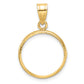 14K Yellow Gold Wideband Distinguished Coin Jewelry Polished And Diamond-Cut 16.5mm Prong Bezel Pendant