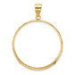 14K Yellow Gold Wideband Distinguished Coin Jewelry Polished And Diamond-Cut 32.7mm Prong Bezel Pendant