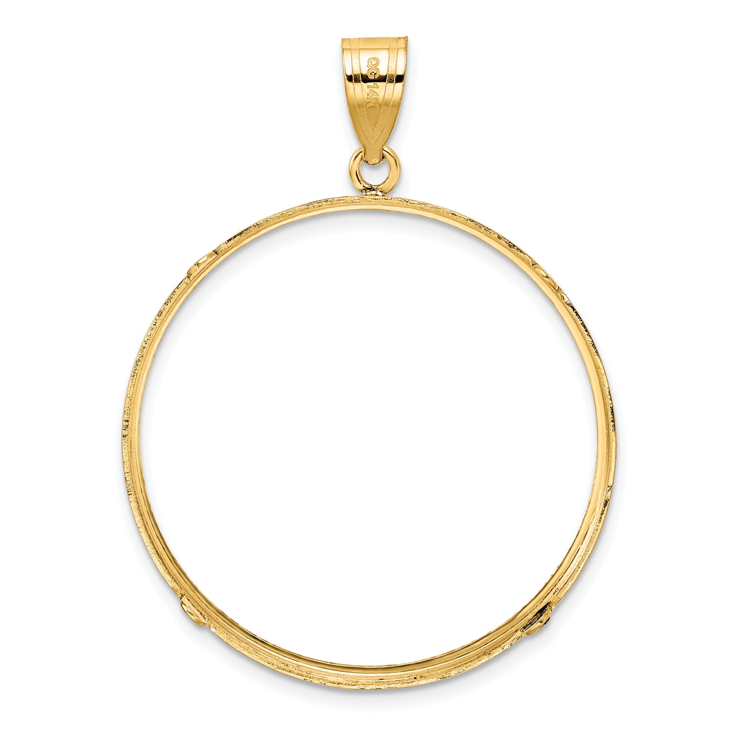 14K Yellow Gold Wideband Distinguished Coin Jewelry Polished And Diamond-Cut 32.7mm Prong Bezel Pendant