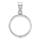 14K White Gold Wideband Distinguished Coin Jewelry Polished And Diamond-Cut 16.5mm Prong Bezel Pendant