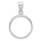 14K White Gold Wideband Distinguished Coin Jewelry Polished And Diamond-Cut 16.5mm Prong Bezel Pendant