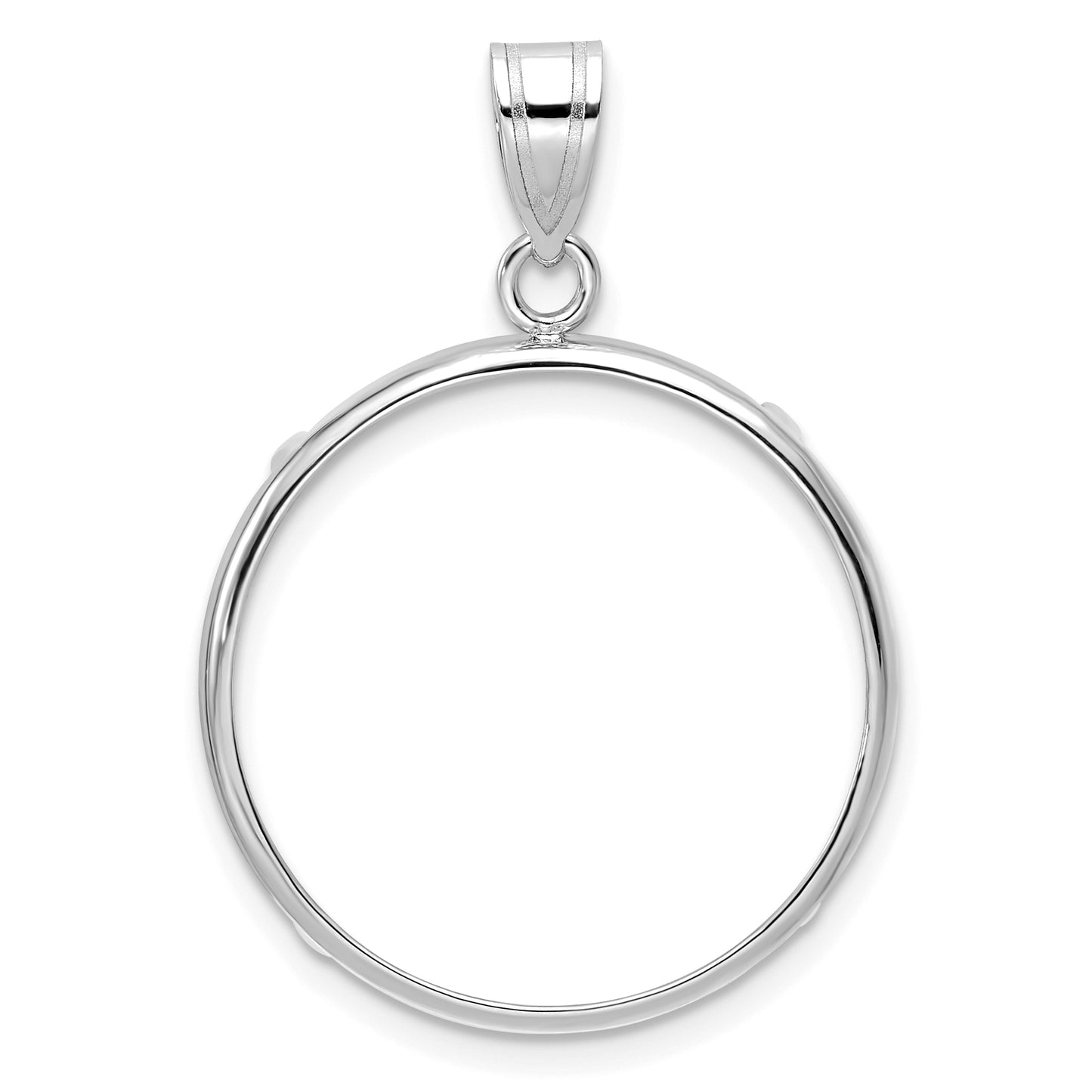 14K White Gold Wideband Distinguished Coin Jewelry Polished 22.0mm Prong Bezel Pendant