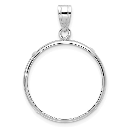 14K White Gold Wideband Distinguished Coin Jewelry Polished 22.0mm Prong Bezel Pendant