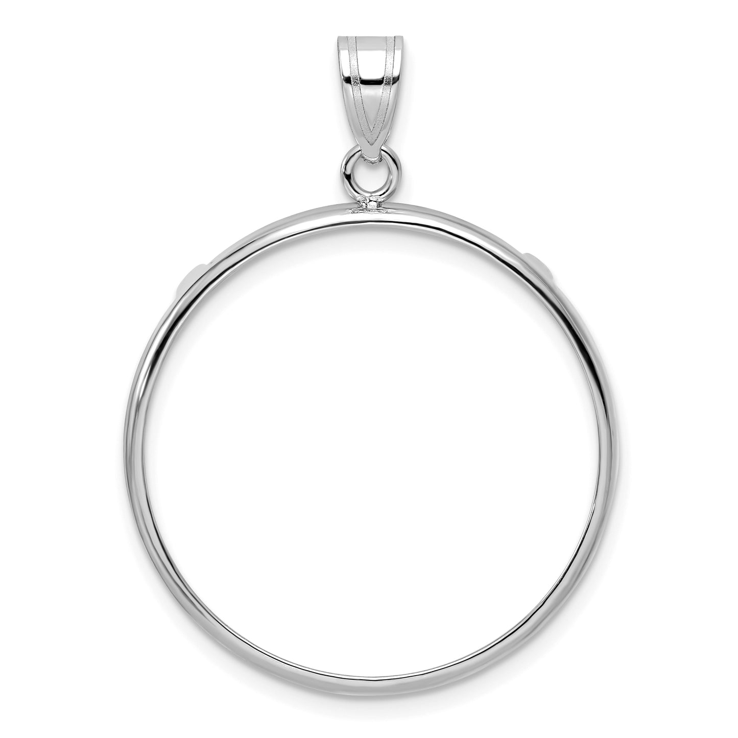 14K White Gold Wideband Distinguished Coin Jewelry Polished 27.0mm Prong Bezel Pendant