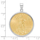 14K White Gold Wideband Distinguished Coin Jewelry Polished Mounted 1/2Oz American Eagle Prong Bezel Pendant