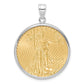 14K White Gold Wideband Distinguished Coin Jewelry Polished Mounted 1/2Oz American Eagle Prong Bezel Pendant