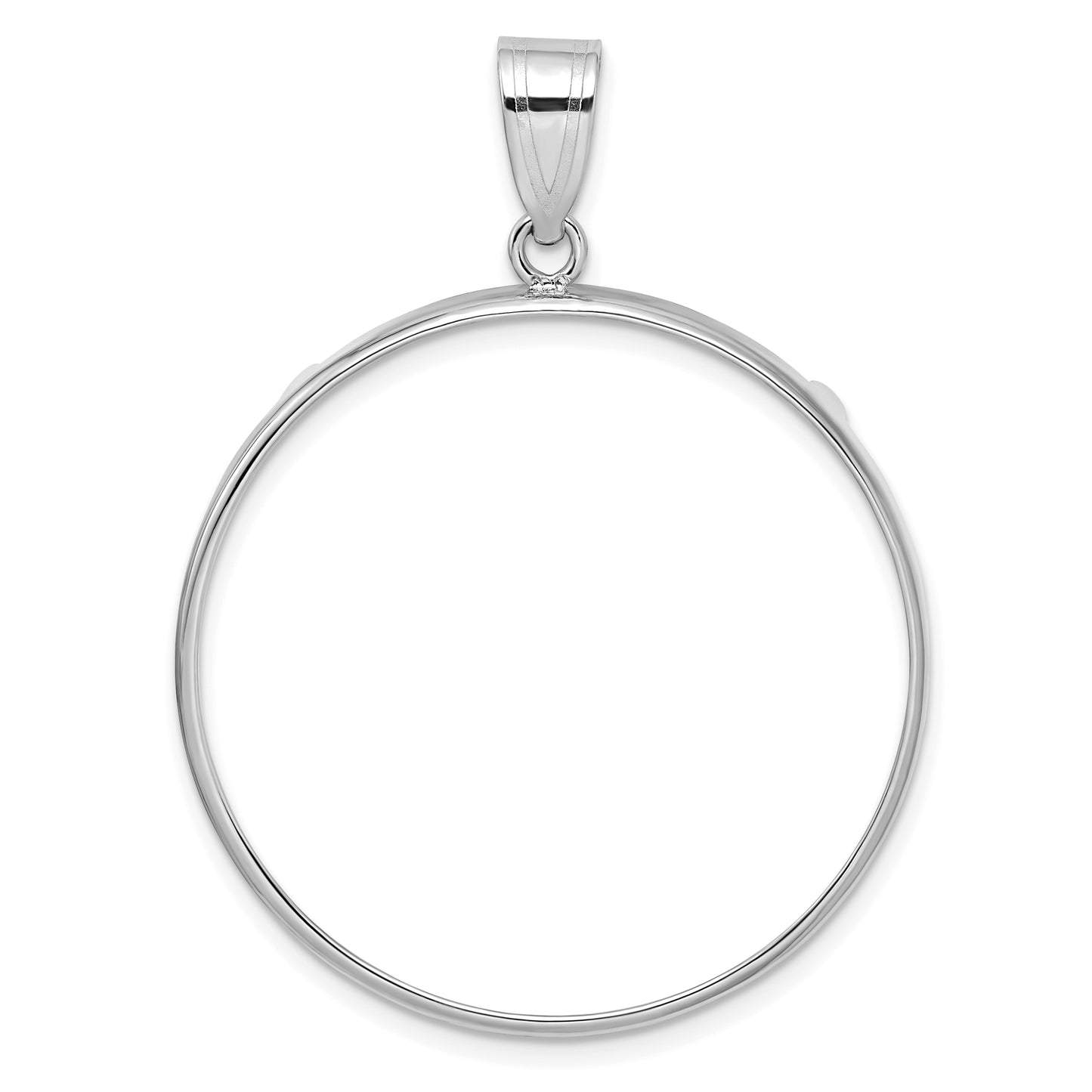 14K White Gold Wideband Distinguished Coin Jewelry Polished 32.7mm Prong Bezel Pendant