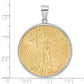 14K White Gold Wideband Distinguished Coin Jewelry Polished Mounted 1Oz American Eagle Prong Bezel Pendant