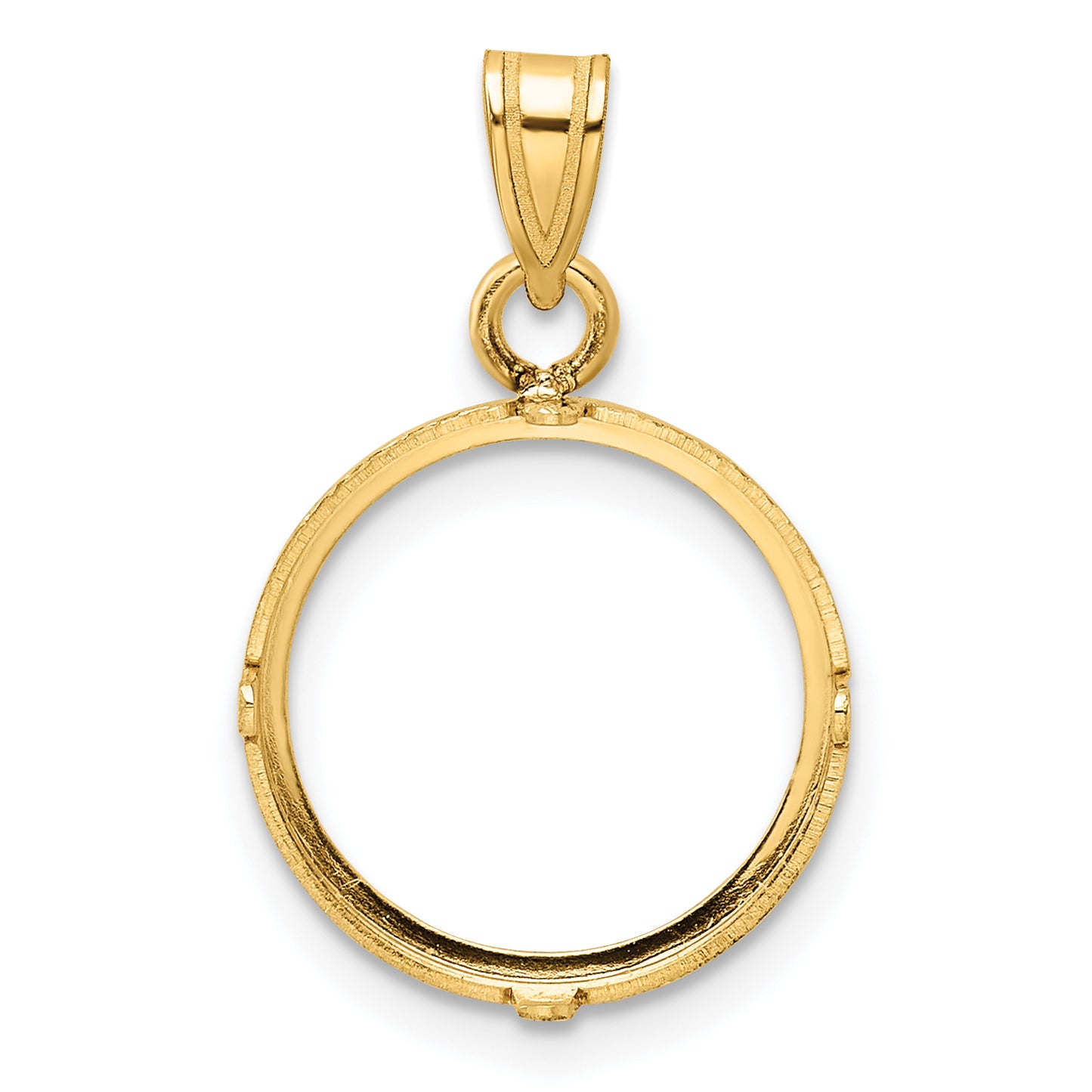 14K Yellow Gold Wideband Distinguished Coin Jewelry Polished 14.0mm Prong Bezel Pendant