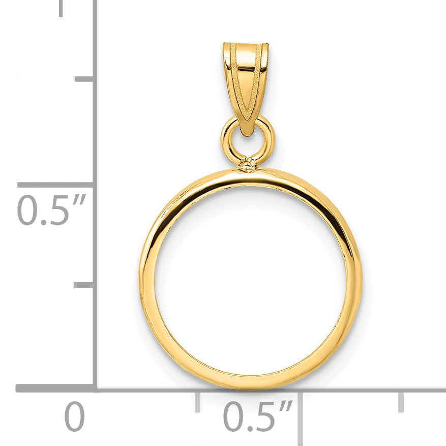 14K Yellow Gold Wideband Distinguished Coin Jewelry Polished 14.0mm Prong Bezel Pendant