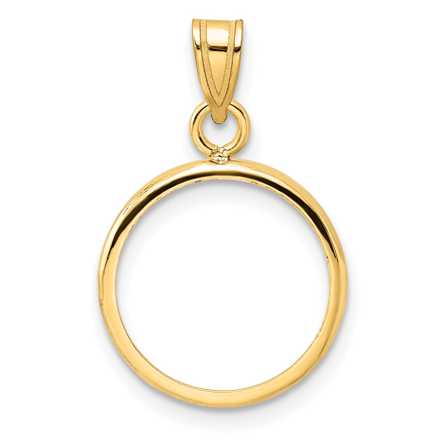 14K Yellow Gold Wideband Distinguished Coin Jewelry Polished 14.0mm Prong Bezel Pendant