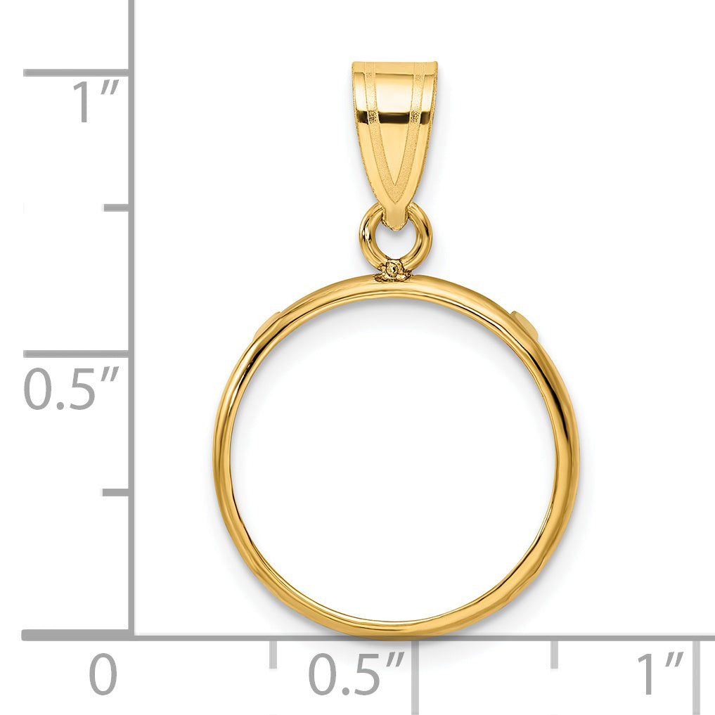 14K Yellow Gold Wideband Distinguished Coin Jewelry Polished 16.5mm Prong Bezel Pendant