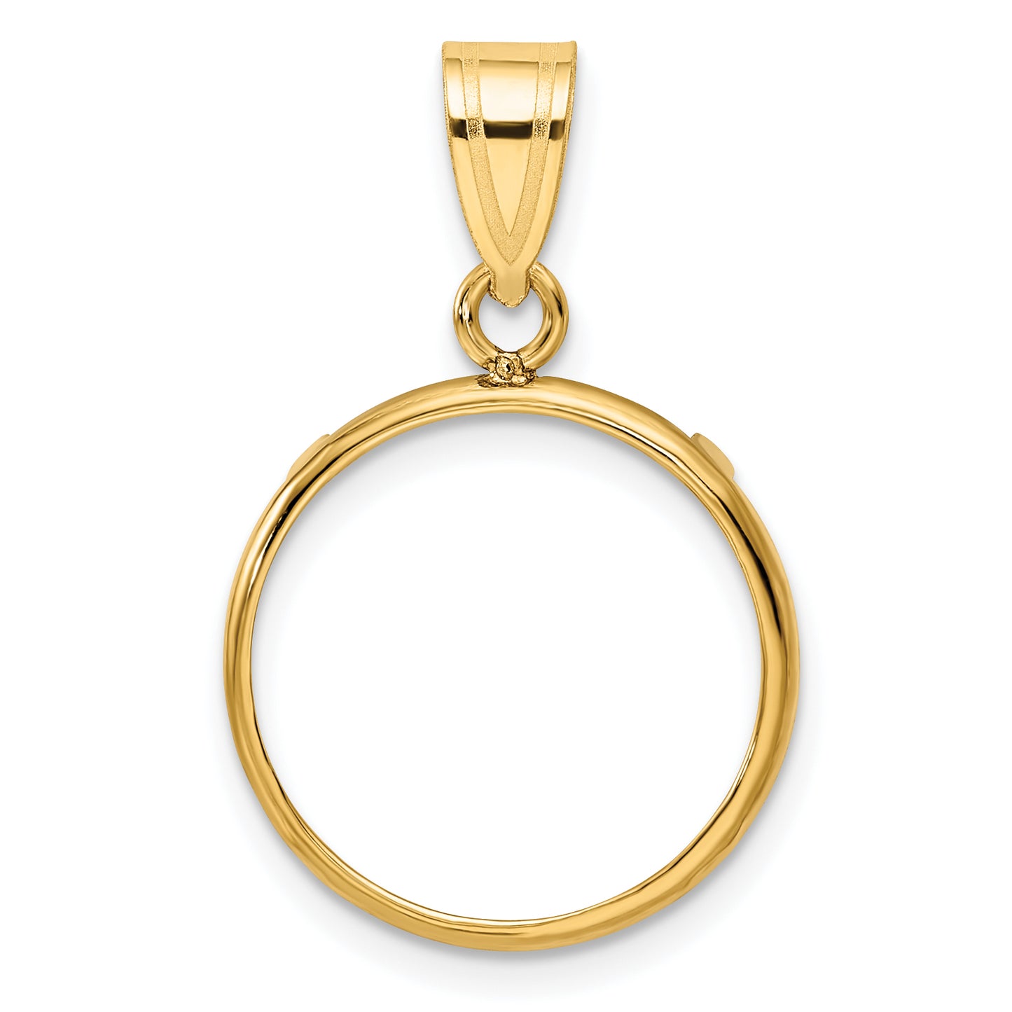 14K Yellow Gold Wideband Distinguished Coin Jewelry Polished 16.5mm Prong Bezel Pendant