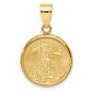 14K Yellow Gold Wideband Distinguished Coin Jewelry Polished Mounted 1/10Oz American Eagle Prong Bezel Pendant