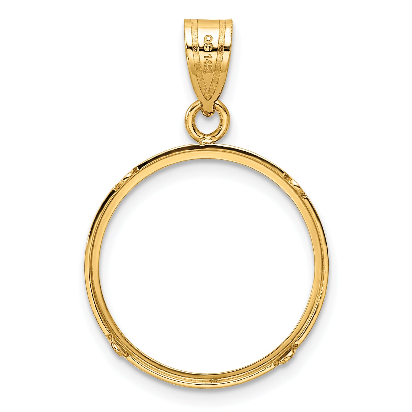 14K Yellow Gold Wideband Distinguished Coin Jewelry Polished 18.0mm Prong Bezel Pendant