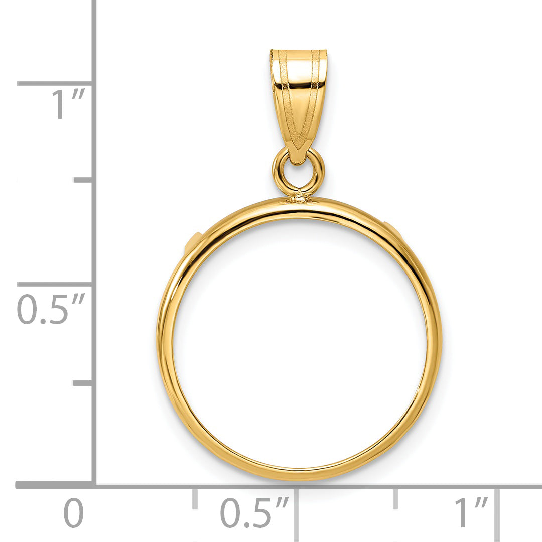 14K Yellow Gold Wideband Distinguished Coin Jewelry Polished 18.0mm Prong Bezel Pendant