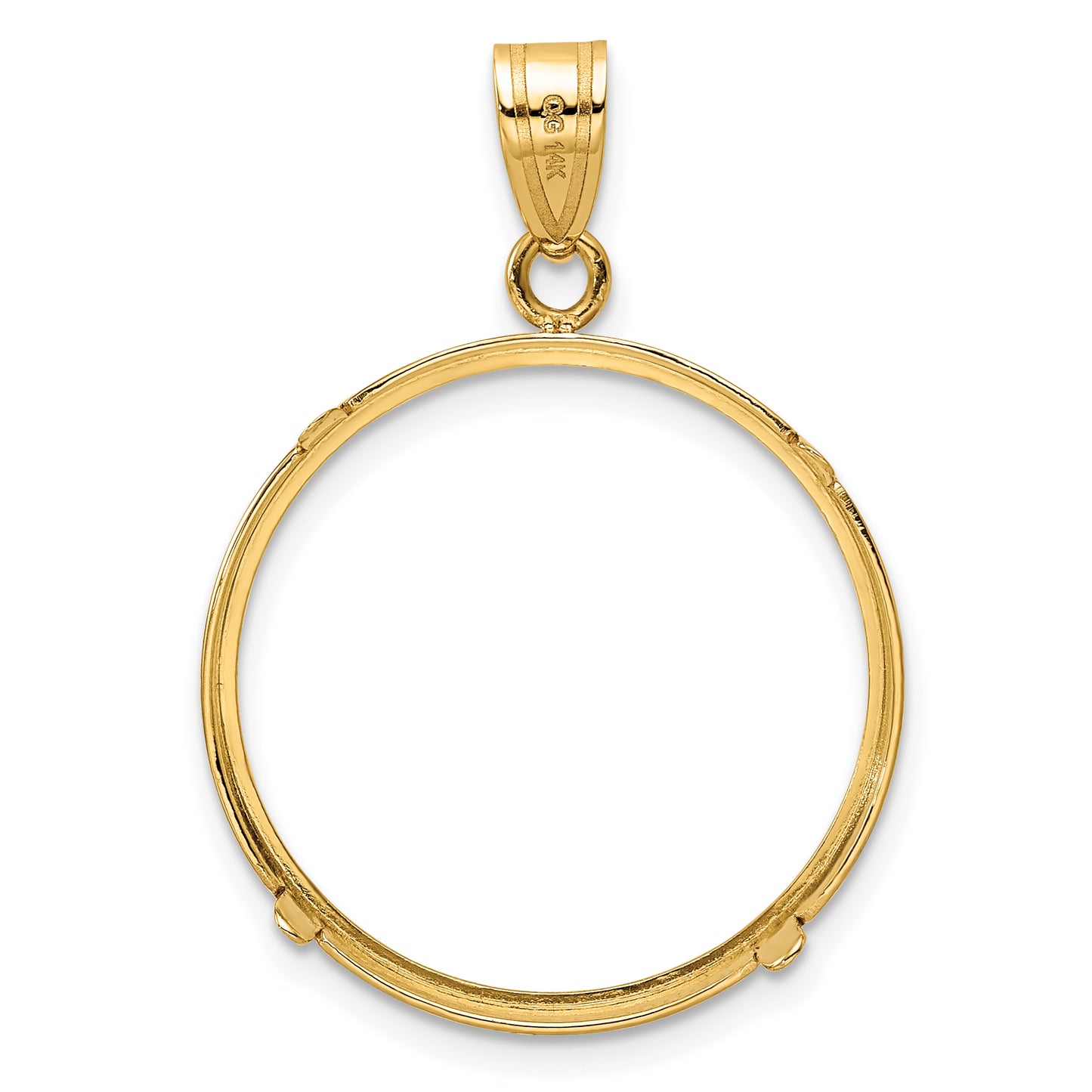 14K Yellow Gold Wideband Distinguished Coin Jewelry Polished 22.0mm Prong Bezel Pendant