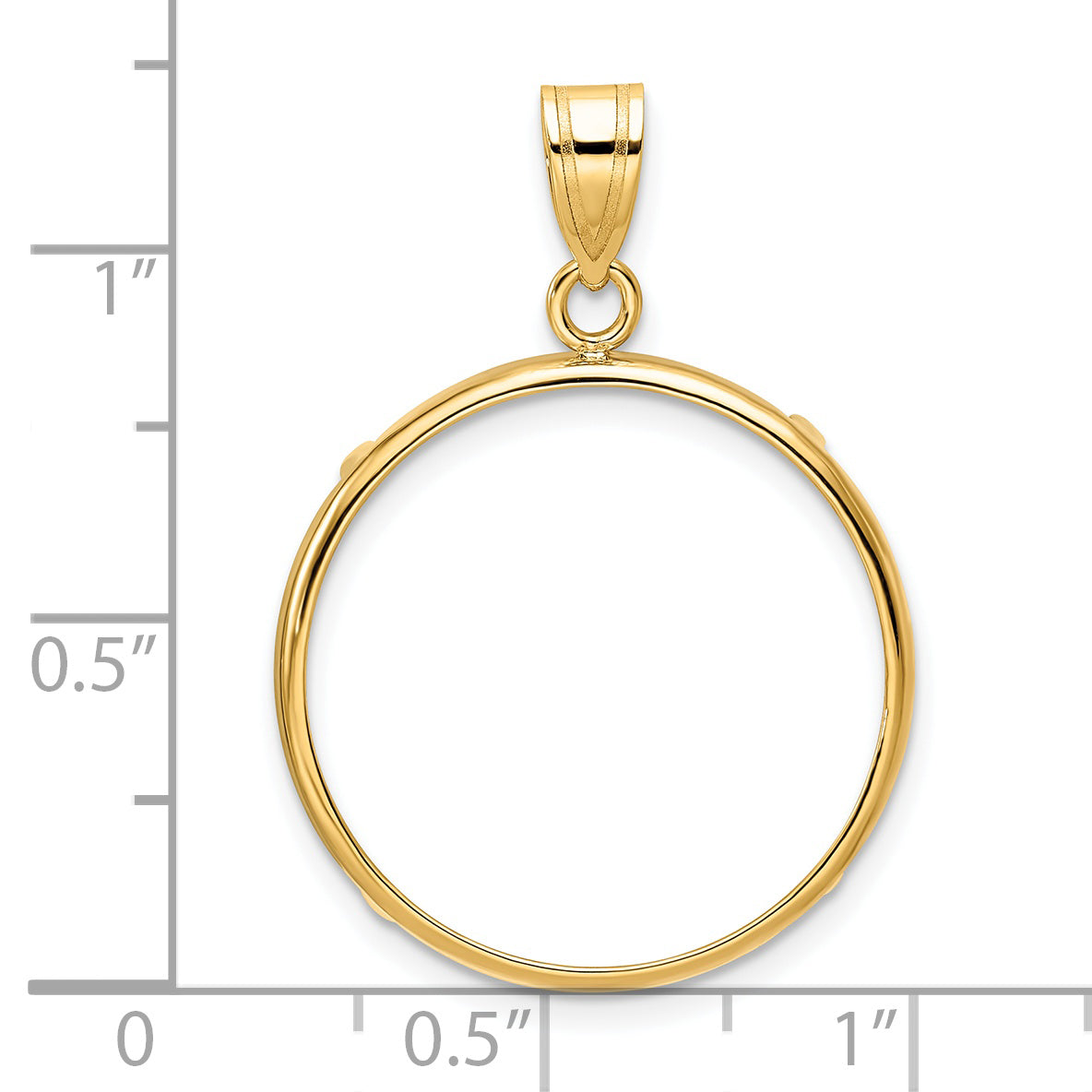 14K Yellow Gold Wideband Distinguished Coin Jewelry Polished 22.0mm Prong Bezel Pendant